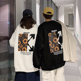 Men Hoodie Couples Sweater Trendy Design Print round Neck Loose