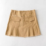 Women Skirt Raw Edge Denim Skirt Women's Retro