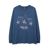 Men Long Sleeve Shirt Denim Embroidered Couple Long Sleeve Bottoming T-shirt Idle Style Men and Women