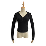 Women T-Shirt Sleeve Hooded T-shirt Women's Spring and Autumn Korean Style Short