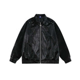 Unisex Jacket Autumn Slightly Shiny Glossy Leather Coat