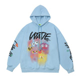 Men Hoodie Cartoon Monster Graffiti Printed Hoodie