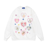 Men Hoodie Printed Crew Neck Sweatshirt Boys Spring and Autumn Long Sleeve Casual Loose