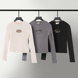 Men Long Sleeve Shirt Black Sexy Tight Knitted Upper Clothes Long Sleeves T-shirt Women