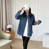 Women T-Shirt 2 Vintage Distressed Oversize Casual Denim Jacket Coat for Women