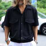 Men's Shirt Cotton Cardigan Front Pocket