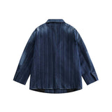 Unisex Jacket Autumn Retro Washed Striped Suit