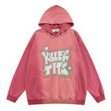 Men Hoodie Tie-Dye Gradient Hooded Sweater Inkjet Letter Printing Loose