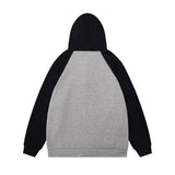 Men Hoodie Color-Block Raglan Sleeves Hooded Pullover Loose Casual Hoodie