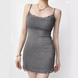 Women Dresses Stitching U-Neck Sling Dress Female Sexy Skirt