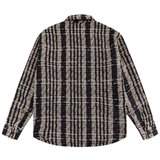 Men Long Sleeved T Shirt Stripe Thickening Shirt Coarse Flower Color-Contrast Check Loose Shirt Coat