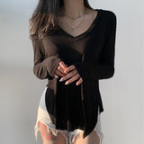 Women Long Sleeve Shirt Loose V-neck Bottoming Shirt Spring and Autumn