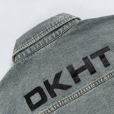 Men Denim Jacket XINGX Embroidered Stitching Denim Clothes Jacket Men's Autumn and Winter Washed and Worn Coat