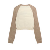 Women Sweater Splicing Knitwear Loose-Fitting Women's Autumn Crew Neck Sweater