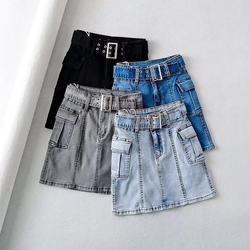 Women Skirt Summer High Waist Slimming Denim Skirt Skirt
