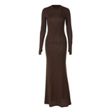 Women Dresses Winter Fashion round-Neck Long-Sleeved Dress