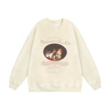 Men Hoodie Kitten Print Sweater Autumn and Winter Loose Crew Neck Top