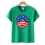 Women's Independence Day T Shirt T-shirt Women's Short-Sleeved Shirt Sunflower Print