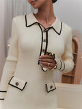 Women Sweater Dress Slim-Fit Graceful Long Sleeve Knitted Dress Female Spring Dress