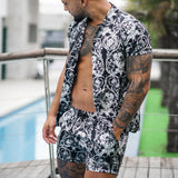 Men Co-Ords Spring/Summer Casual Lapel Short Sleeve Shirt Shorts Suit