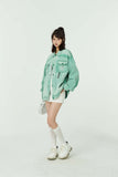 Unisex Jacket Autumn Letters Embroidery Gradient Denim Girls