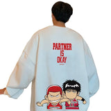 Men Hoodie Cartoon Anime Print Autumn Sweater Male Loose
