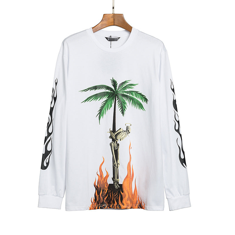 Palm Angle Sweatshirt Palm Angels Flame Long Sleeve T-shirt Men and Women Loose