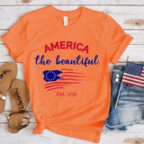 Women's Independence Day T Shirt round Neck Short Sleeve T-shirt Women's Top