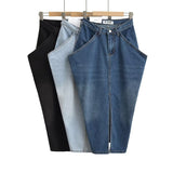 Women Skirt Summer Washed Denim Skirt