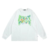 Men Hoodie Letter Print Towel Embroidery round Neck Sweater Men's Loose