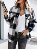 Plaid Trench Coat Autumn and Winter Long Sleeve Plaid Shirt Coat