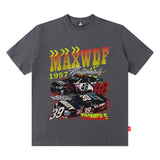 Men's T Shirt Retro Racing Short Sleeve Men's and Women's Hiphop Loose T-shirt