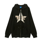 Men Hoodie Winter Hooded Jacket Men's Vibe Paste Cloth Embroidery Five-Pointed Star