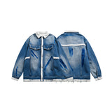 Unisex Jacket Winter Denim Stitching Cotton Jacket