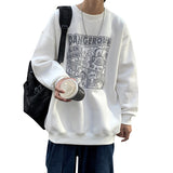 Men Hoodie Spring and Autumn Sweater Men's Hong Kong Style Loose Creative Cartoon Ins Printing