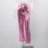 Women Pants Autumn High Waist PU Leather Pants Women's Casual Pants