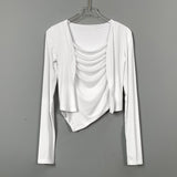 Women Long Sleeve Shirt Sling Vest Cardigan Jacket Long-Sleeved Suit