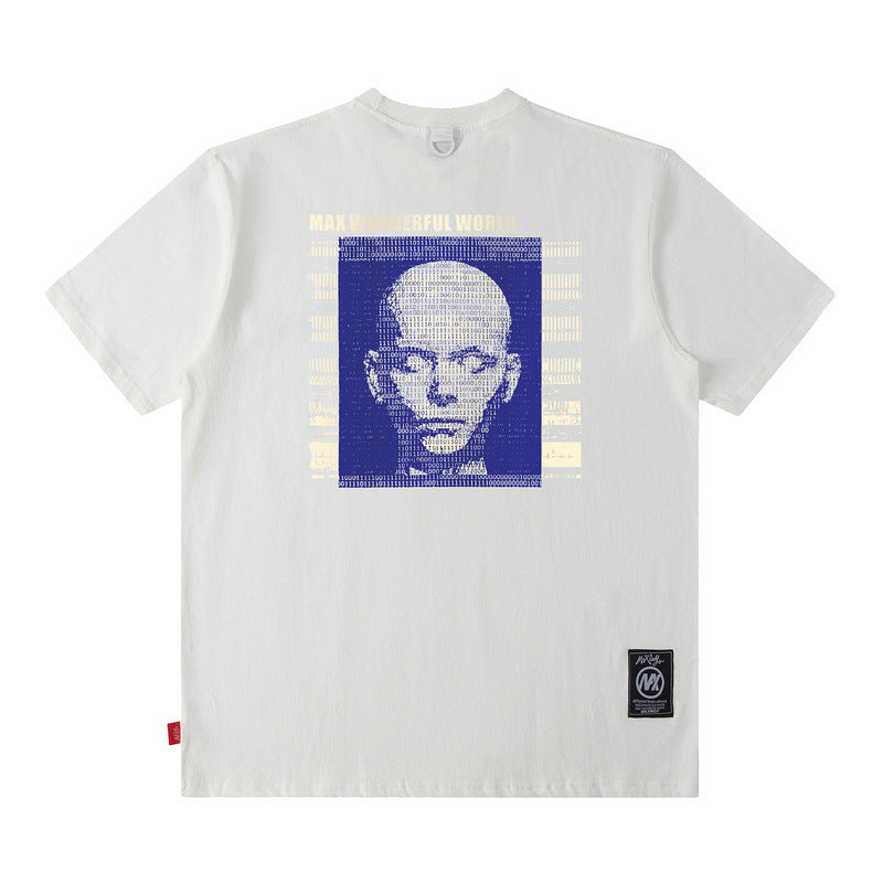 Men T Shirt Retro Portrait Short Sleeve T-shirt Men and Women Loose