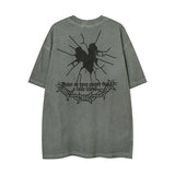 Men T Shirt Street Wash T-shirt Male and Female Trendy Brand Hip Hop round Neck Short Sleeve