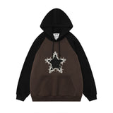 Men Hoodie Five-Pointed Star Embroidery Hooded Pullover