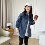 Women T-Shirt 2 Vintage Distressed Oversize Casual Denim Jacket Coat for Women