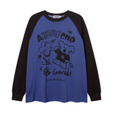 Men Long Sleeve Shirt Stitching Raglan Sleeve Long Sleeve T-shirt Men and Women Couple Idle Style