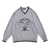Men Hoodie Letter V-neck Sweatshirt Men's Loose Casual Long Sleeves Spring and Autumn