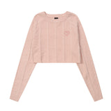 Women Sweater Short Cable-Knit Sweater Women's Autumn Loose round Neck