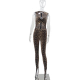 Women Jumpsuit Tight Leopard Ripped Jumpsuit Trousers