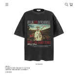 American vintage street T-shirt pure cotton retro men's and women's summer loose