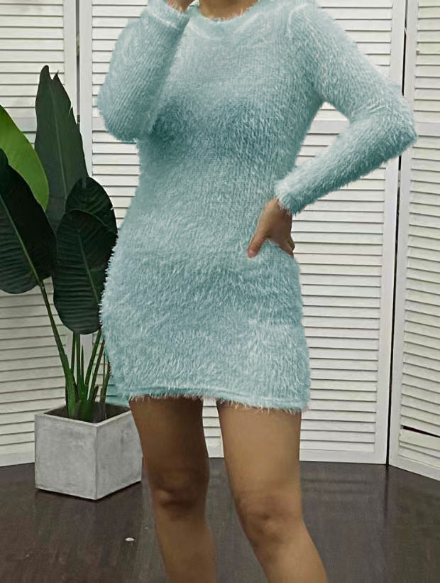 Women Dresses Long Sleeve Short Slim Fit Base Narrow Jumpsuit Skirt