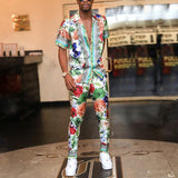 Men Co-Ords Suit Summer Printed Short Sleeved T-shirt Men's Shirt Casual Pants