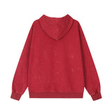 Men Hoodie Hole Five-Pointed Star Embroidered Hoodie