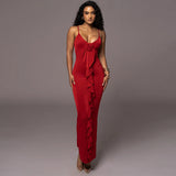 Women Desses Suspender Skirt Ruffled Dress Long Skirt